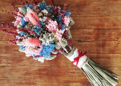 Pastel pink and light blue bridal bouquet