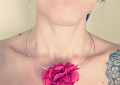 Red hydrangea flower necklace